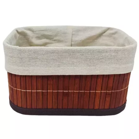 Cesta rectangular de bambú con forro extraíble caoba