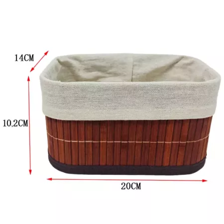 Cesta rectangular de bambú con forro extraíble caoba