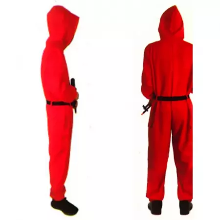 Disfraz Mono Rojo Talla M con Capucha y Cinturón Cómodo Disfraz Mono Rojo Talla M con Capucha y Cinturón Cómodo