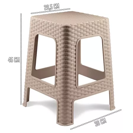Taburete plástico rattan marrón claro para cocina y salón Taburete plástico rattan marrón claro para cocina y salón