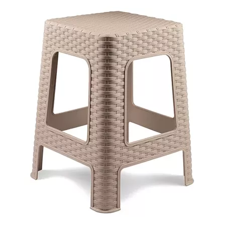 Taburete plástico rattan marrón claro para cocina y salón Taburete plástico rattan marrón claro para cocina y salón