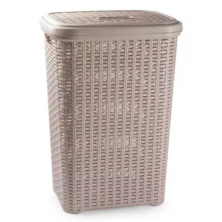 Cesto para ropa sucia 60L con tapa y asas color arena Cesto para ropa sucia 60L con tapa y asas color arena