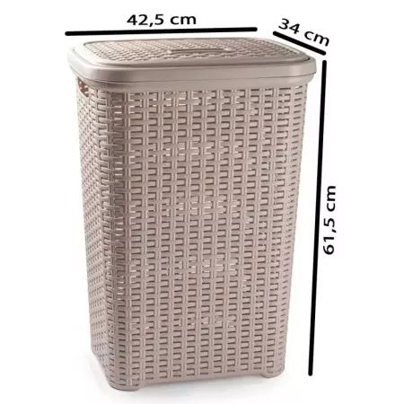 Cesto para ropa sucia 60L con tapa y asas color arena Cesto para ropa sucia 60L con tapa y asas color arena