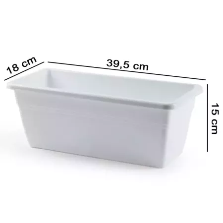 Jardinera Plástica Blanca 40 cm para Balcón y Jardín