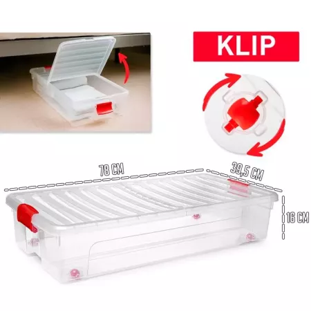 Caja de almacenamiento bajocama 35L con tapa hermética