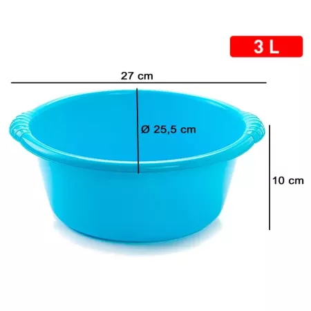 Barreño plástico 3L multiusos color aleatorio 25,5 cm
