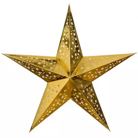 Estrella Plegable Dorada 5 Puntas Brillante 54 cm Estrella Plegable Dorada 5 Puntas Brillante 54 cm