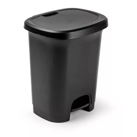 Cubo de basura negro 8L con pedal, compacto y práctico