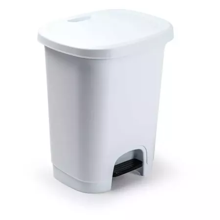 Cubo de basura plástico 8L blanco con pedal compacto