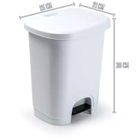 Cubo de basura plástico 8L blanco con pedal compacto