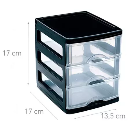 Cajonera Turia 3 cajones negra y transparente resistente Cajonera Turia 3 cajones negra y transparente resistente