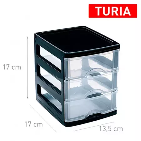 Cajonera Turia 3 cajones negra y transparente resistente Cajonera Turia 3 cajones negra y transparente resistente