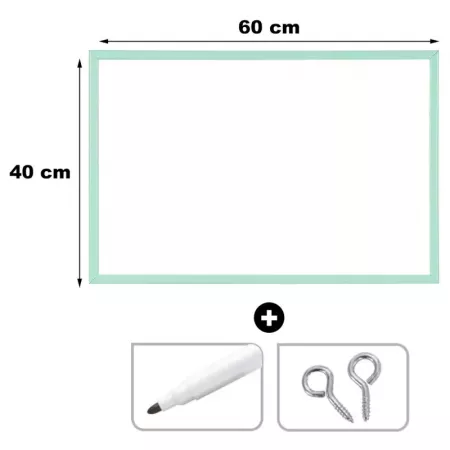 Pizarra Blanca 40x60 cm con Rotulador, Lista para Colgar Pizarra Blanca 40x60 cm con Rotulador, Lista para Colgar