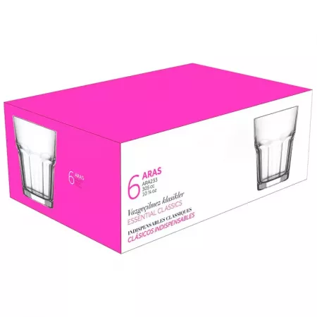 Vasos de Cristal Aras 6 uds 305 ml – Duraderos y Elegantes Vasos de Cristal Aras 6 uds 305 ml – Duraderos y Elegantes