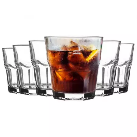 Vasos de Cristal Aras x6, 200 ml, diseño facetado y duradero Vasos de Cristal Aras x6, 200 ml, diseño facetado y duradero