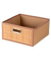 Tradineur - Organizador plegable de bambú con asa, cajón apilable, ordenación, ropa, armario, almacenamiento, productos de aseo, 31 x 31 x 15 cm