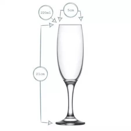 Set 6 Copas Cava Empire Elegantes Cristal Liso 220 ml Set 6 Copas Cava Empire Elegantes Cristal Liso 220 ml