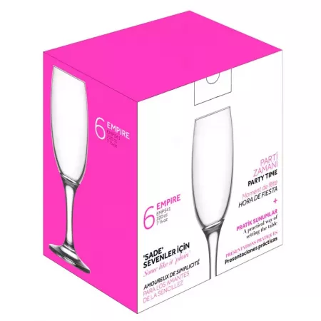 Set 6 Copas Cava Empire Elegantes Cristal Liso 220 ml Set 6 Copas Cava Empire Elegantes Cristal Liso 220 ml
