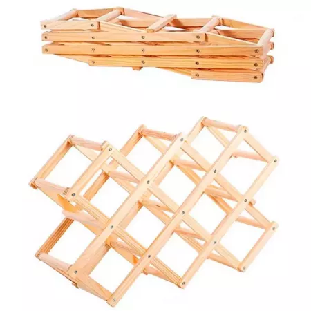 Botellero Plegable Madera Natural 10 Botellas Ahorra Espacio Botellero Plegable Madera Natural 10 Botellas Ahorra Espacio