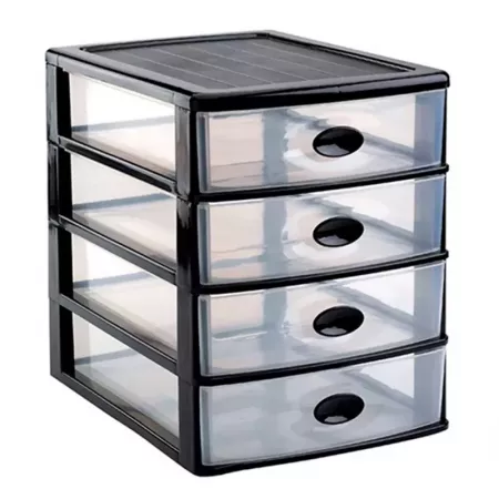 Cajonera Sobremesa 4 Cajones Transparente con Asa, Calidad Cajonera Sobremesa 4 Cajones Transparente con Asa, Calidad