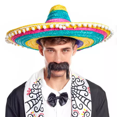 Sombrero mexicano de paja multicolor 50x20 cm para fiestas Sombrero mexicano de paja multicolor 50x20 cm para fiestas