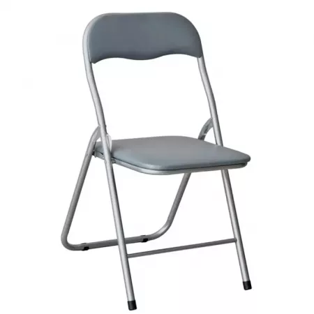Silla Plegable Acolchada Gris con Reposapiés y Antideslizante Silla Plegable Acolchada Gris con Reposapiés y Antideslizante