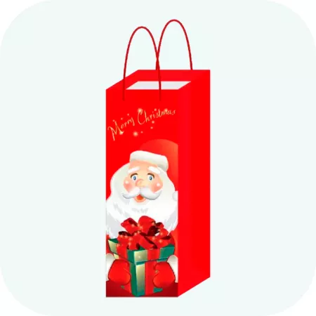 Pack 12 bolsas de papel decoradas para botella de vino con asas de cuerda ideales para regalo Navidad 36x12,5x8,5 cm diseños aleatorios