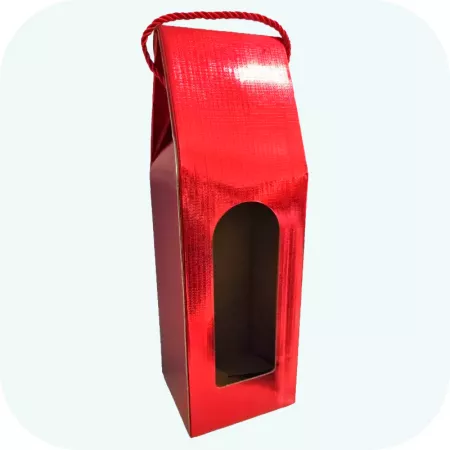 Pack 6 Cajas de Cartón con Asa para Botella de Vino Roja Pack 6 Cajas de Cartón con Asa para Botella de Vino Roja