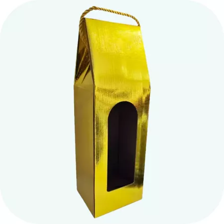 Pack 6 Cajas Doradas para Botella de Vino con Asa - Navidad Pack 6 Cajas Doradas para Botella de Vino con Asa - Navidad