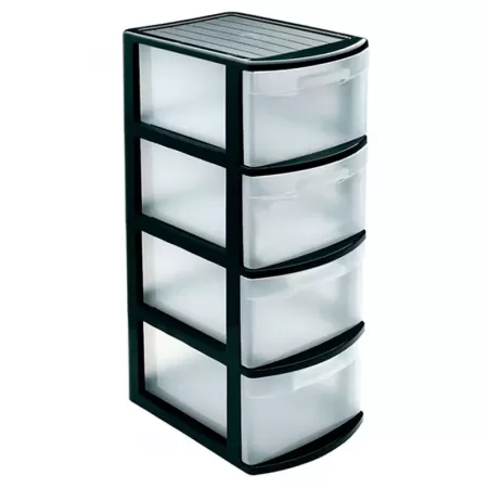 Cajonera 4 Cajones Plástico Resistente Negra para Oficina Cajonera 4 Cajones Plástico Resistente Negra para Oficina