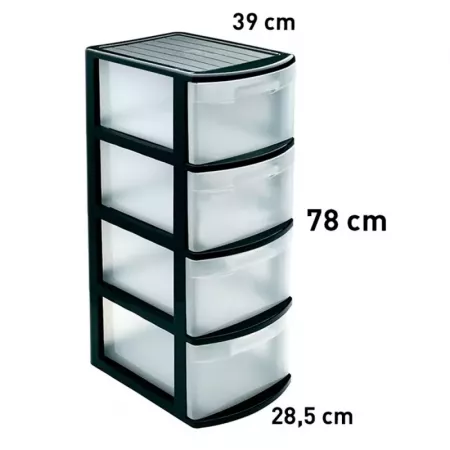 Cajonera 4 Cajones Plástico Resistente Negra para Oficina Cajonera 4 Cajones Plástico Resistente Negra para Oficina