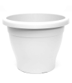 Maceta blanca de plástico redonda de 60 cm con orificios inferiores para plantas y flores. Recipiente ideal para exterior: jardín, terraza o balcón e interior del hogar "Mediterránea"