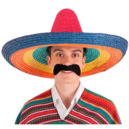 Sombrero mexicano de paja multicolor 50x20 cm para fiestas Sombrero mexicano de paja multicolor 50x20 cm para fiestas