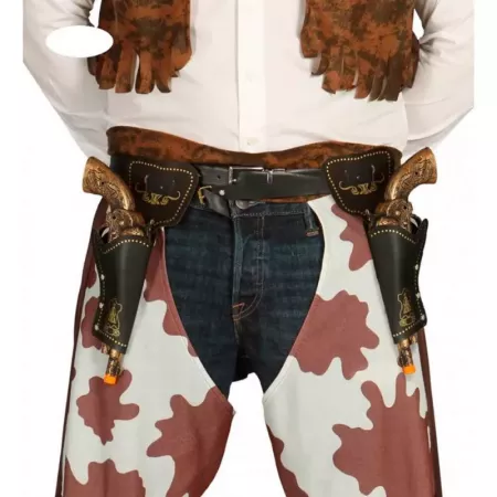 Cartuchera Doble con Pistolas Doradas para Carnaval +14 años Cartuchera Doble con Pistolas Doradas para Carnaval +14 años