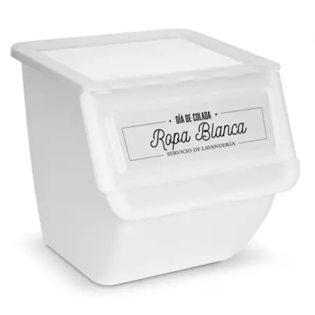 Contenedor apilable 36L con tapa y ruedas para ropa blanca Contenedor apilable 36L con tapa y ruedas para ropa blanca