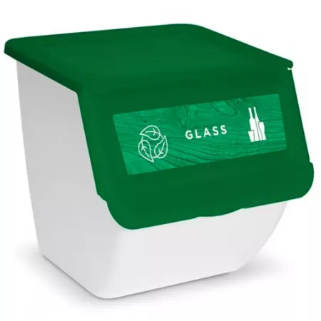 Contenedor apilable 36L con tapa y ruedas, verde y blanco Contenedor apilable 36L con tapa y ruedas, verde y blanco