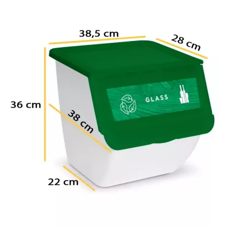 Contenedor apilable 36L con tapa y ruedas, verde y blanco Contenedor apilable 36L con tapa y ruedas, verde y blanco