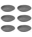 Pack de 6 platos de plástico gris para macetas de 30-40 cm "Mediterránea". Bandejas, platillos redondos para tiestos de interior, exterior, jardín, terraza o balcón (Gris oscuro)