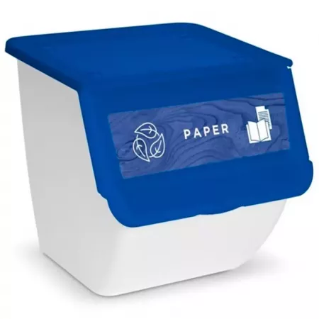 Contenedor apilable 36L con ruedas y tapa abatible azul Contenedor apilable 36L con ruedas y tapa abatible azul
