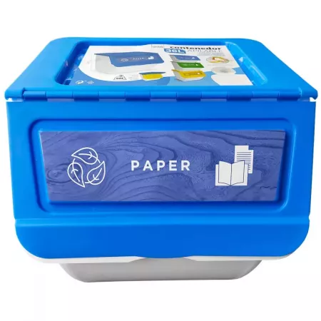 Contenedor apilable 36L con ruedas y tapa abatible azul Contenedor apilable 36L con ruedas y tapa abatible azul