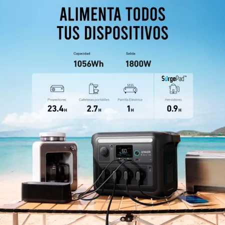 Anker SOLIX - Estación de energía portátil C1000X - Batería LiFePO4 de 1056Wh (330,000 mAh), 1800W (sobrecarga de 2400W), Carga completa 58 min Anker SOLIX - Estación de energía portátil C1000X - Batería LiFePO4 de 1056Wh (330,000 mAh), 1800W (sobrecarga de 2400W), Carga completa 58 min