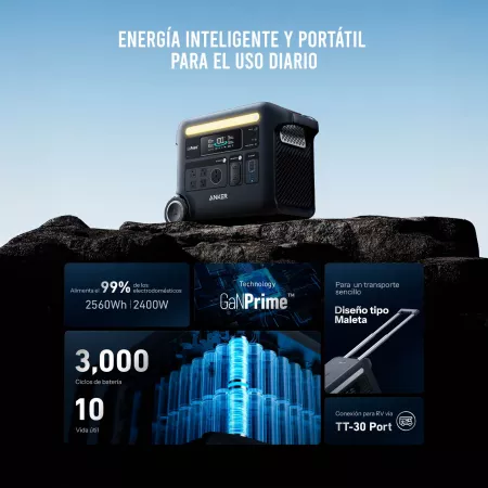 Anker SOLIX - Estación de energía portátil F2600 - Batería LiFePO4 de 2560Wh (800,000 mAh), 4 salidas de CA de hasta 2400 W Anker SOLIX - Estación de energía portátil F2600 - Batería LiFePO4 de 2560Wh (800,000 mAh), 4 salidas de CA de hasta 2400 W