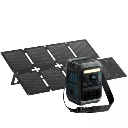 Anker SOLIX - Estación de energía portátil C300X y Panel Solar Portátil PS60 - Batería LiFePO4 de 288Wh, 300W (sobrecarga de 600W) carga rápida de 140W
