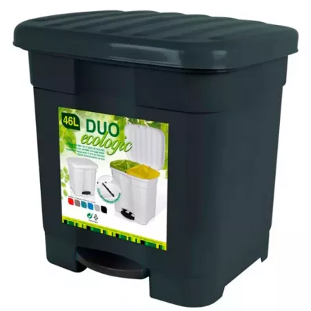 Cubo Ecológico 46L con Pedal y Separador para 2 Bolsas Cubo Ecológico 46L con Pedal y Separador para 2 Bolsas