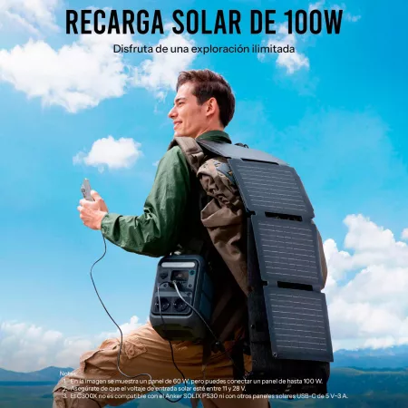 Anker SOLIX - Estación de energía portátil C300X y Panel Solar Portátil PS60 - Batería LiFePO4 de 288Wh, 300W (sobrecarga de 600W) carga rápida de 140W Anker SOLIX - Estación de energía portátil C300X y Panel Solar Portátil PS60 - Batería LiFePO4 de 288Wh, 300W (sobrecarga de 600W) carga rápida de 140W