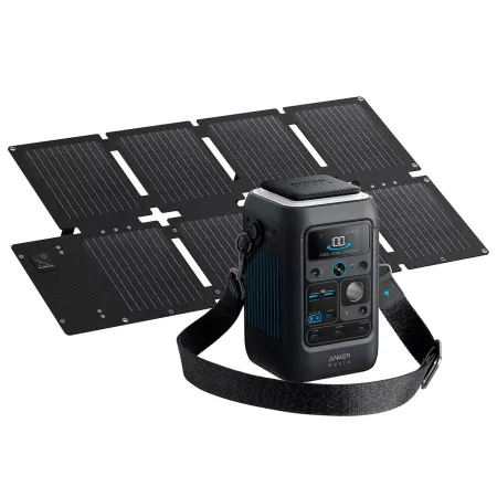 Anker SOLIX - Estación de energía portátil C300X DC y Panel Solar Portátil PS60 - Batería LiFePO4 de 288Wh, 300W (sobrecarga de 600W) carga rápida de 140W