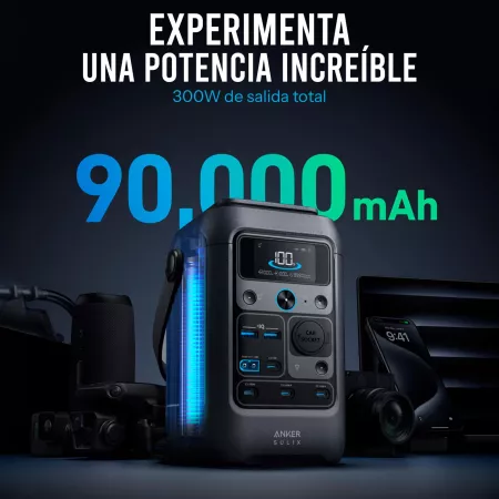 Anker SOLIX - Estación de energía portátil C300X DC y Panel Solar Portátil PS60 - Batería LiFePO4 de 288Wh, 300W (sobrecarga de 600W) carga rápida de 140W Anker SOLIX - Estación de energía portátil C300X DC y Panel Solar Portátil PS60 - Batería LiFePO4 de 288Wh, 300W (sobrecarga de 600W) carga rápida de 140W