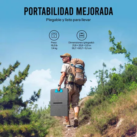 Anker SOLIX - Panel Solar Plegable PS200 - 200W - IP67 A prueba de agua y polvo - 4 ángulos ajustables