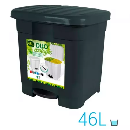 Cubo Ecológico 46L con Pedal y Separador para 2 Bolsas Cubo Ecológico 46L con Pedal y Separador para 2 Bolsas