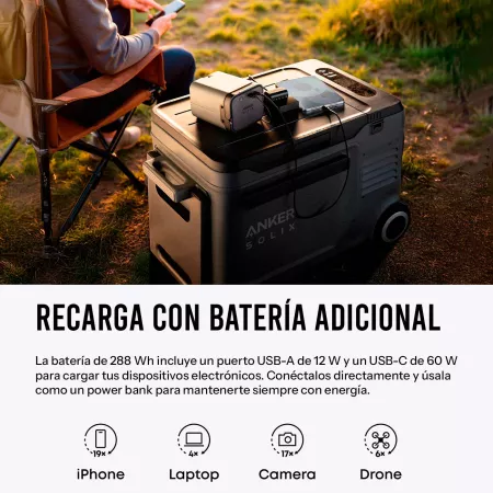 Anker SOLIX - Nevera eléctrica portátil Everfrost 2 - 23 L - Batería de 288Wh - Alimentación por CA/CC o Solar - -20 ºC a 20 ºC Anker SOLIX - Nevera eléctrica portátil Everfrost 2 - 23 L - Batería de 288Wh - Alimentación por CA/CC o Solar - -20 ºC a 20 ºC